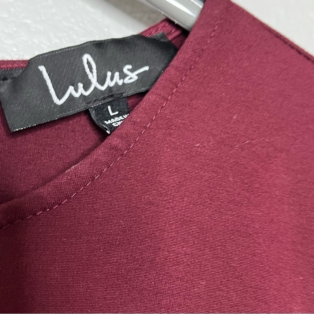 Lulus maroon scallop skater dress 3/4 sleeve Large - Picture 7 of 10